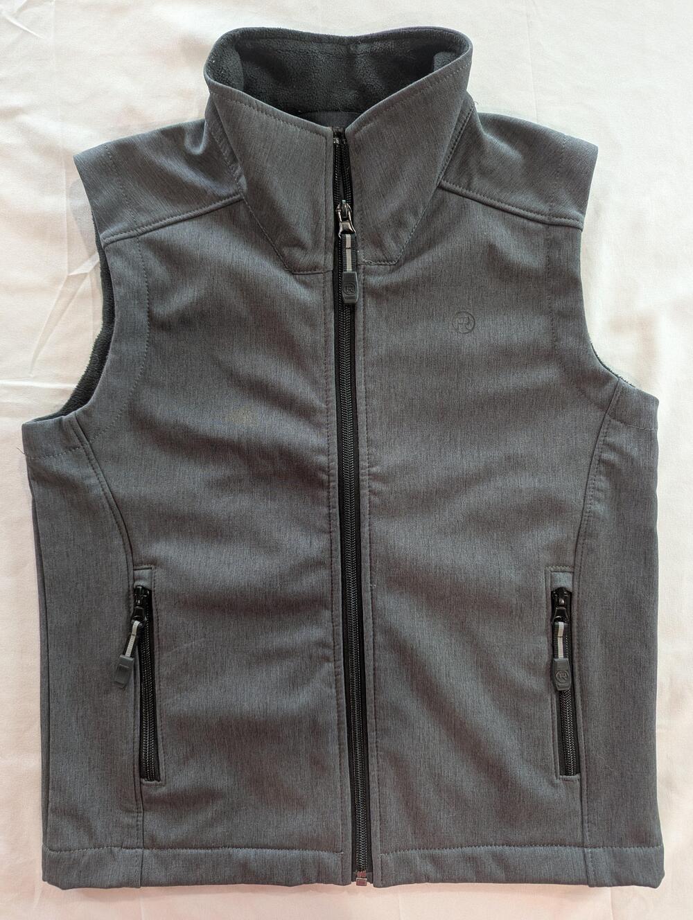 Roper Vest Youth M Gray Softshell Fleece Lined Full Zip Western Outdoor Hiking